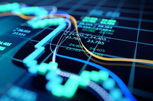 Illuminated digital finance graphic