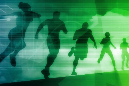 Sportsmen and Sportswomen sprinting