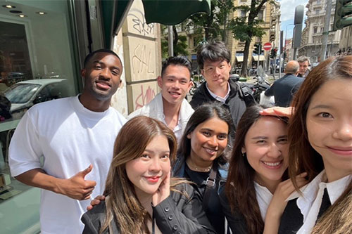Warundhorn in Milan with her friends and colleagues