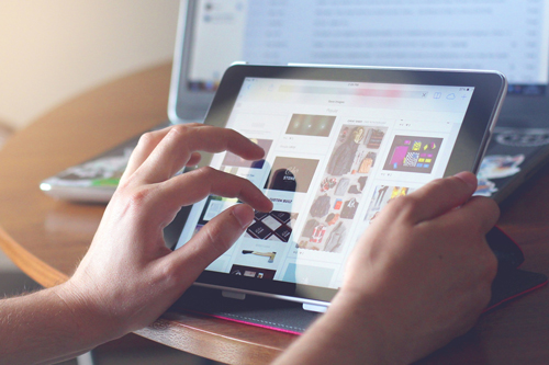 Person using a tablet device