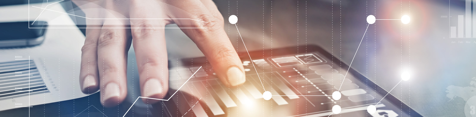 Hand moving across tablet screen