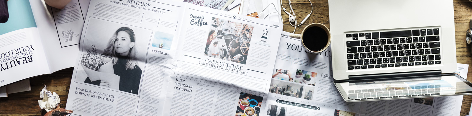 A cluttered newspaper office