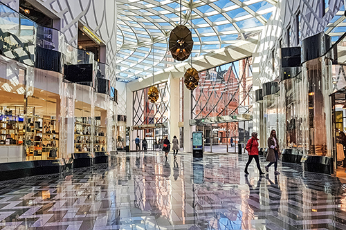 Inside of a new shopping centre