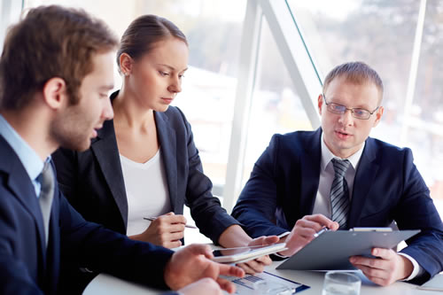 Boss and team working together