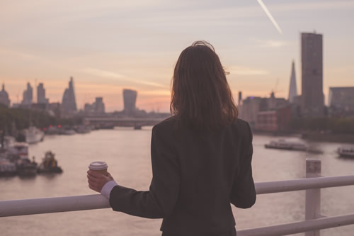 Trader viewing the city skyline