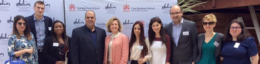Sir Stelios Haji-loannou, Chairman and Founder, Easyjet and Professor Marianne Lewis at the Cass Business School Monaco Scholars reunion.
