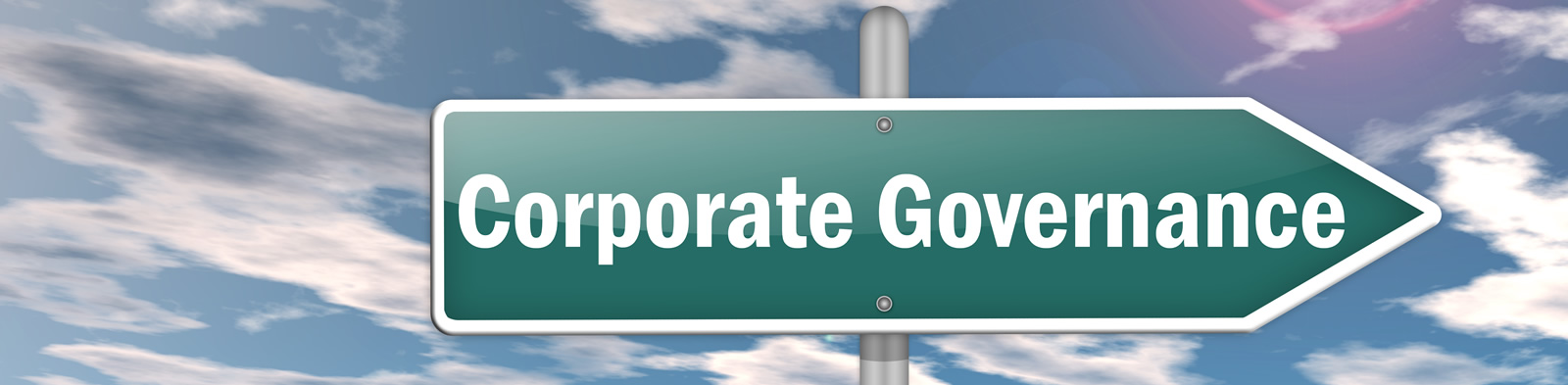 A sign pointing to Corporate Governance