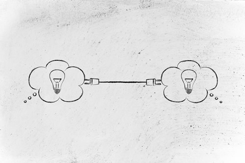 Graphic depicting a sharing of ideas