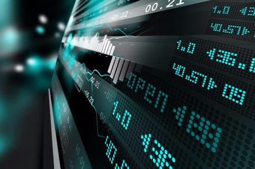Green and blue financial chart