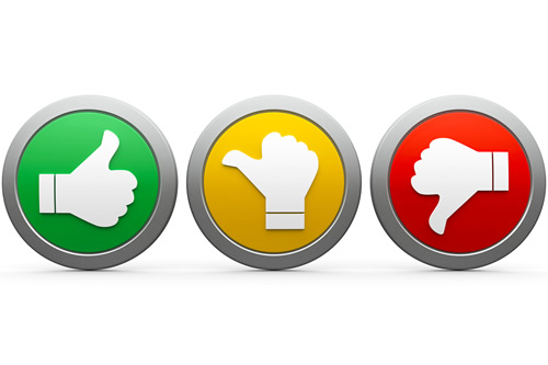 Thumbs up and thumbs down graphic