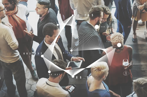 A crowd of digitally savvy people