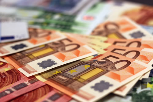 A pile of Euro notes