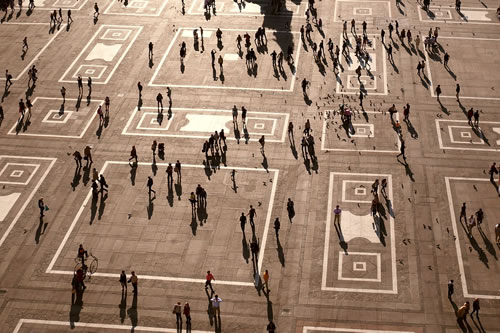 Mass of people mingling