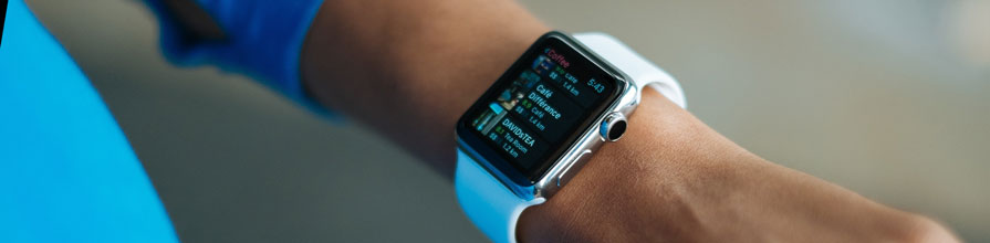 Person looking at an Apple Watch