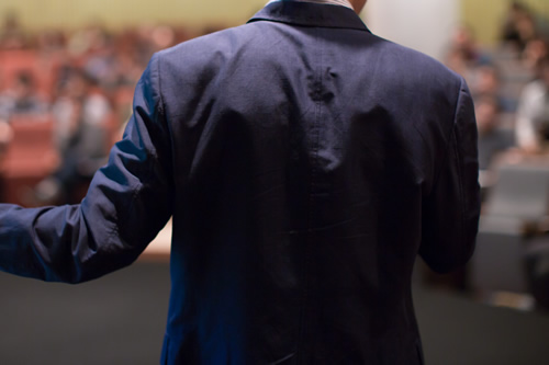 Entrepreneur pitching to investors