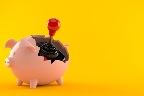 Piggy bank and joystick
