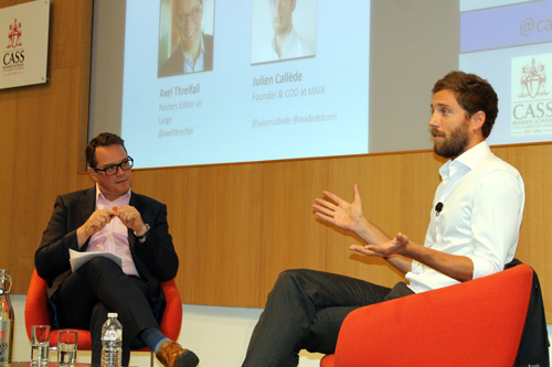 Alex Threfall and Julien Callede on stage at the ET@Cass event