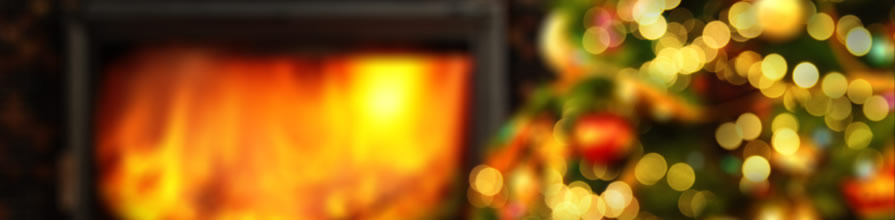 Christmas tree and fireplace