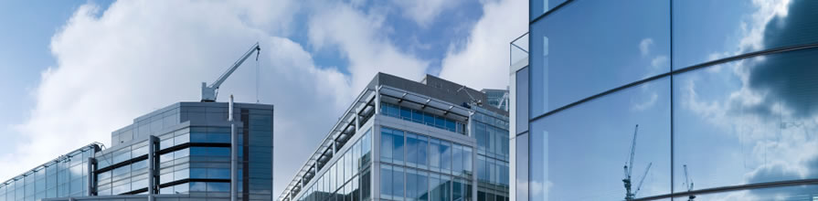 Reflections of buildings in the City of London