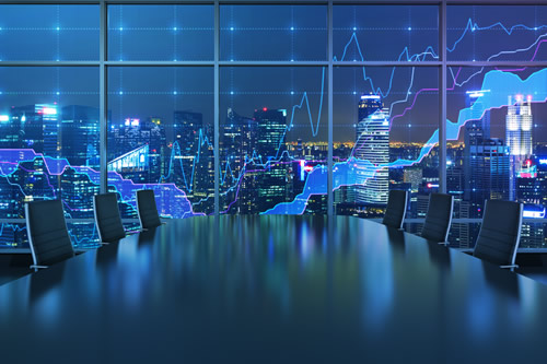 Hi-tech corporate boardroom