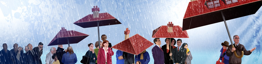 People with a roof over their heads