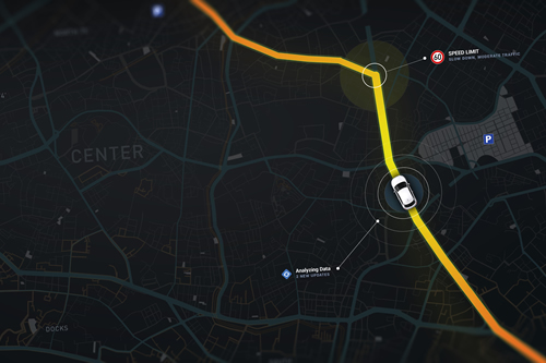 Graphic of a car on a map