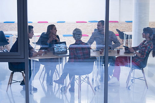 A meeting at a start-up office