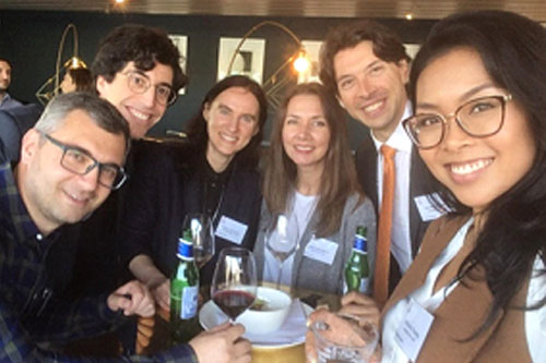 Norayr having drinks with five others in his cohort
