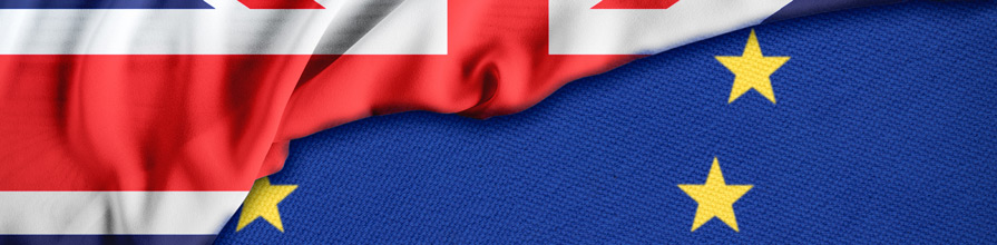 UK flag on top of EU flag. post brexit eu ebook