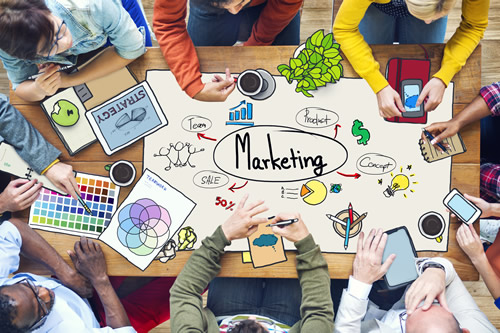 Creatives discussing a marketing concept