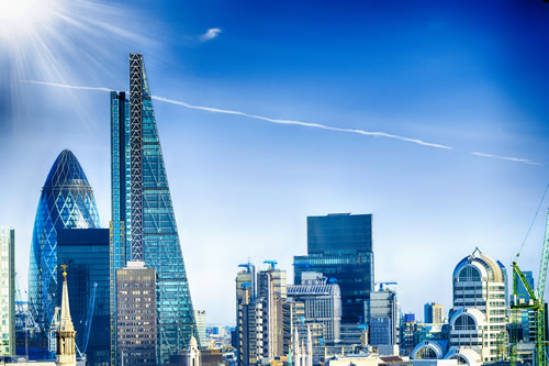 Bright sky over London