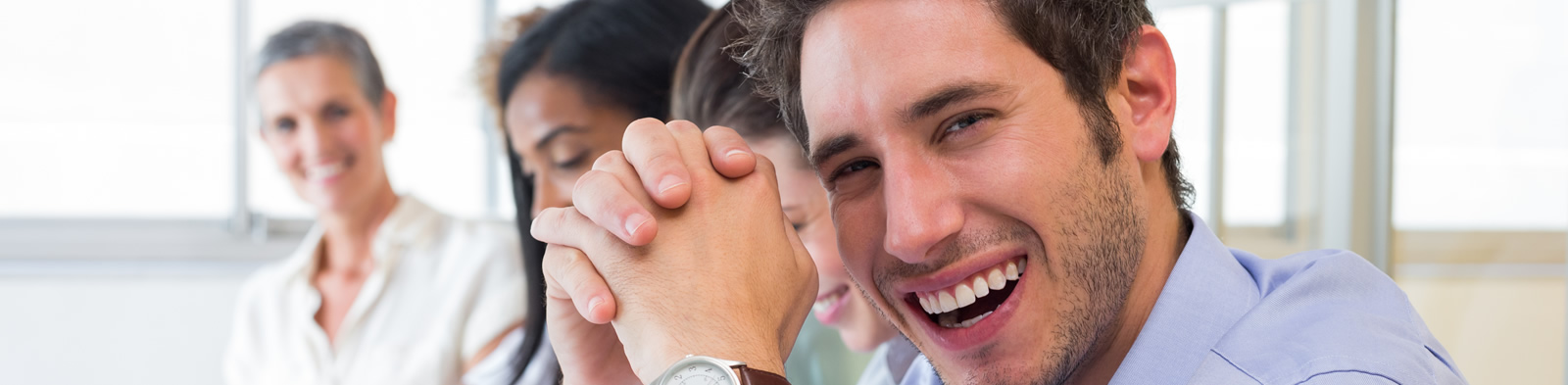 Colleagues laughing