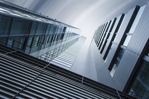 Upwards view of a skyscraper