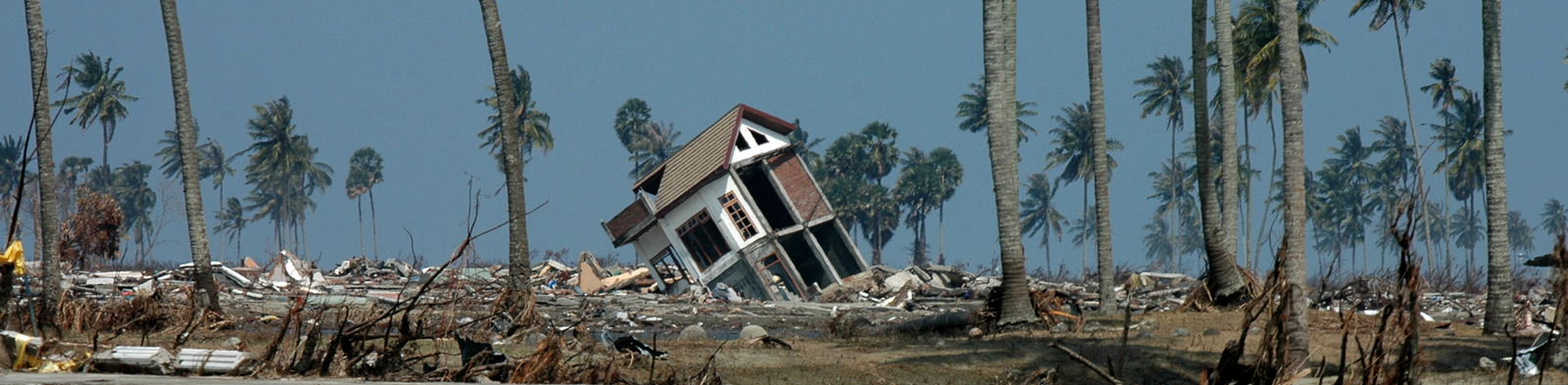 Landscape destroyed by a tsunami