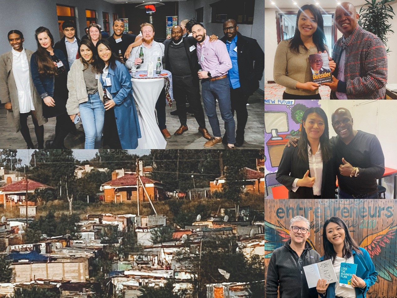 A compilation of photos of Maxine with guest speakers and her cohort at networking events in South Africa