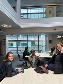 Three Bayes students in Bunhill Row campus