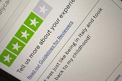 Screenshot of customer review platform on phone