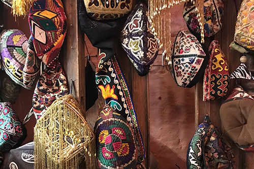A collection of hats in Uzbekistan