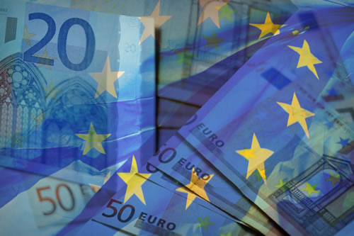 European flag and bank notes