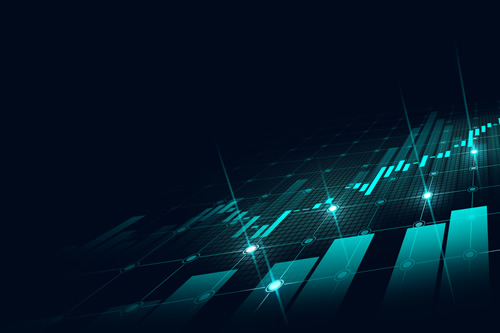 Blue green financial graphic