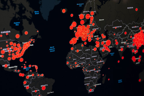 Global map showing the impact of COVID-19