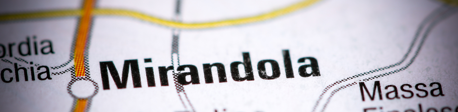 Map showing Mirandola