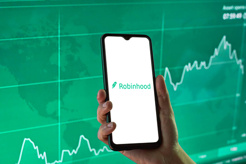 Robinhood logo on phone