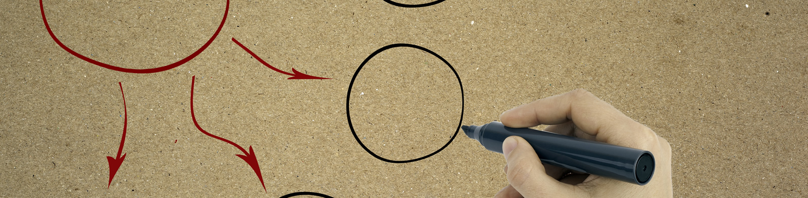 Circles and arrows representing distribution