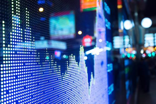 Market data graphics on outdoor screen