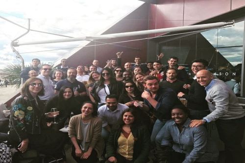 MBA student cohort at a social event 