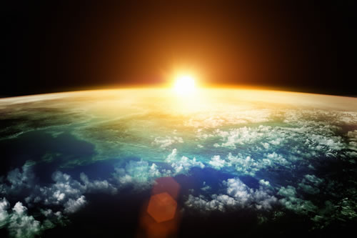 Sunrise over the globe