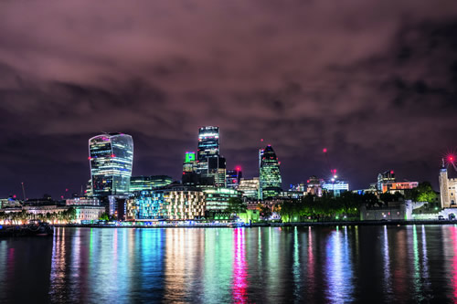City of London illuminated at night