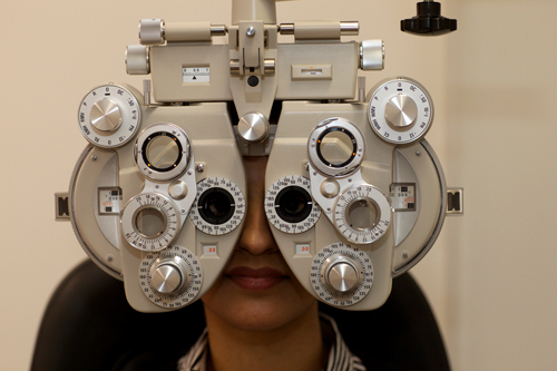Optometry equipment in use