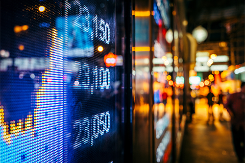 Financial data on a monitor